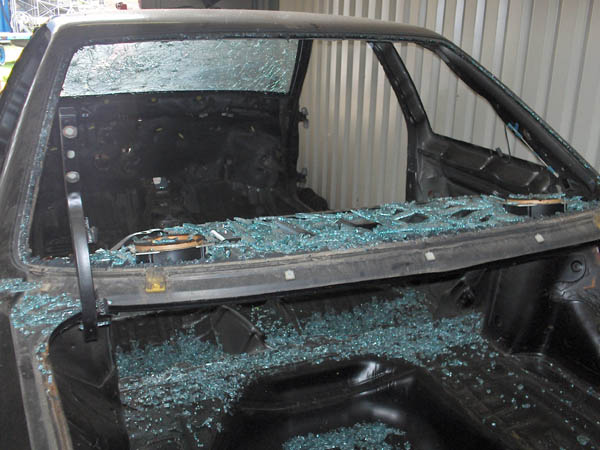 Smashed rear window