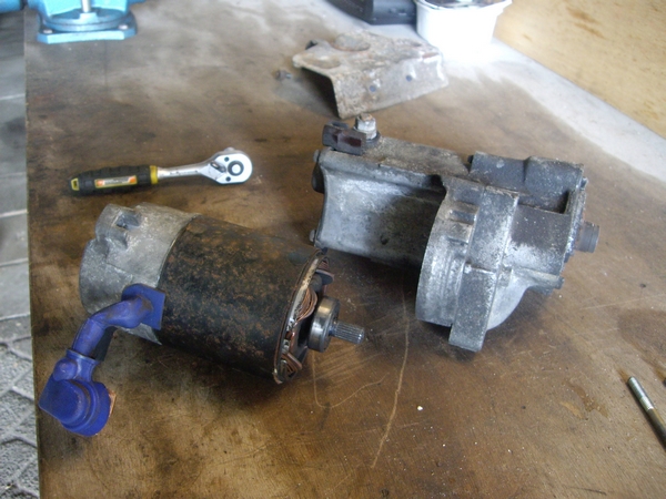 Starter motor partially disassembeld