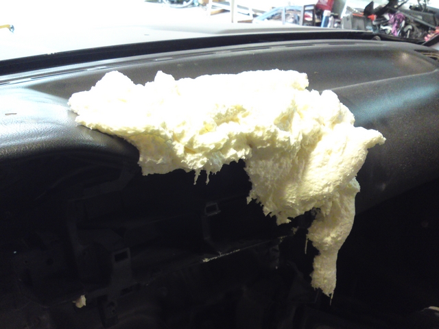Big gob of PUR foam on dashboard